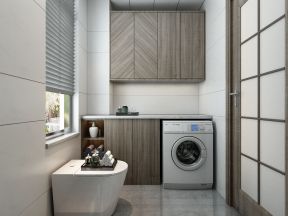 2023简约现代卫生间洗衣机柜子装修效果图片