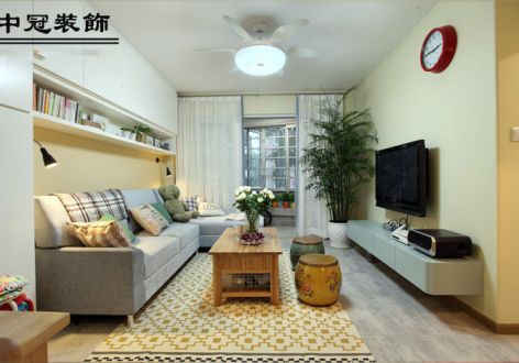 吴中豪景华庭140平米三居室美式田园风格装修效果图