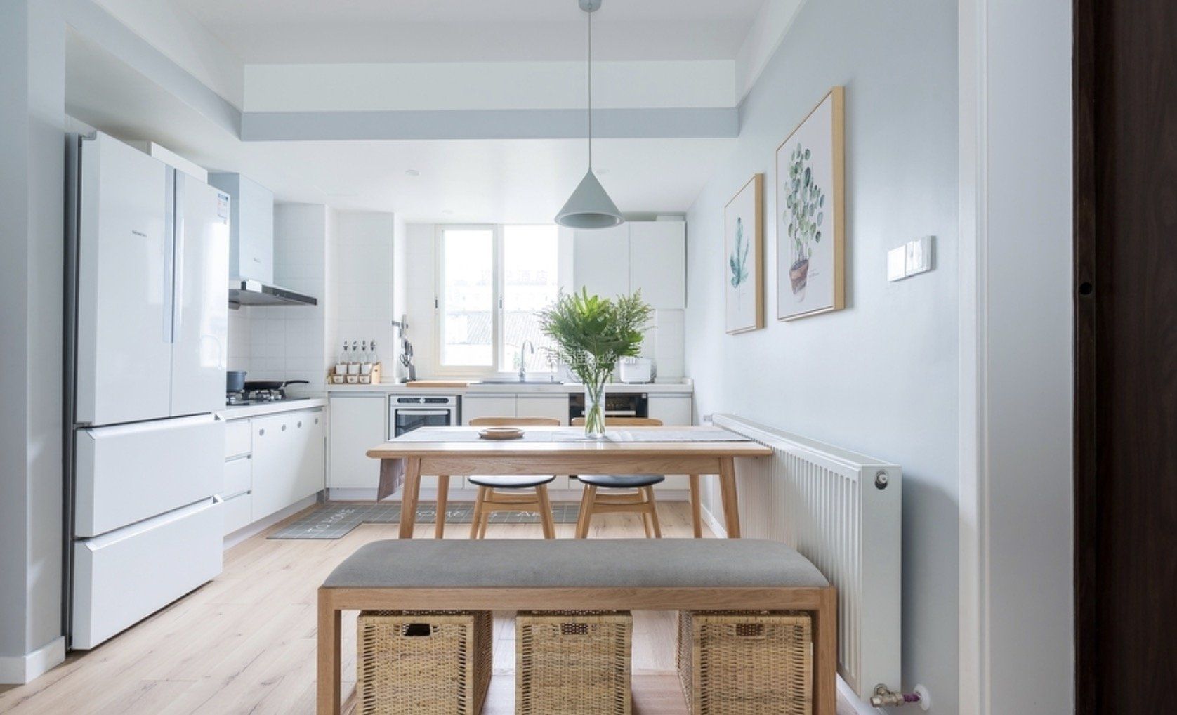 北欧风格餐厅厨房一体化设计图片2023
