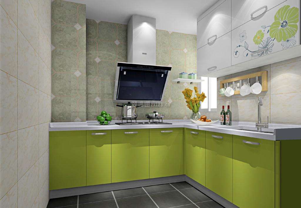 家居小厨房果绿色橱柜装修效果图片