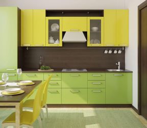 简单清新小厨房果绿色橱柜装饰效果图