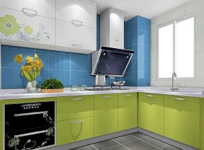 彩色厨房果绿色橱柜装修效果图片