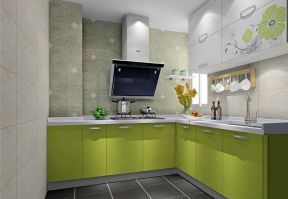 家居小厨房果绿色橱柜装修效果图片