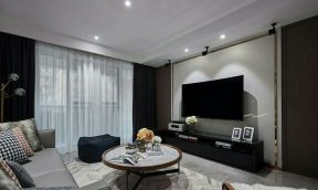 现代简约风格客厅黑色电视柜设计图片