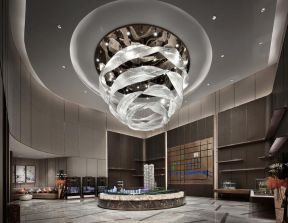 2020水晶灯吊顶设计效果图 2020水晶灯吊顶效果图 售楼部室内效果图