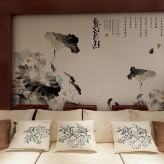 中式风格客厅沙发背景墙装修效果图