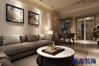 现代简约风格客厅沙发墙装饰画布置效果图