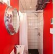 超小浴室红色背景墙装修效果图