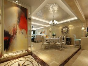 广源国际社区122平米三居室简欧风格装修餐厅效果图