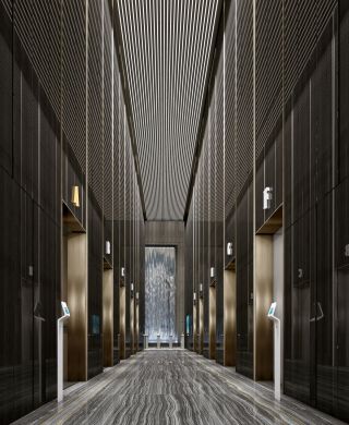 2023办公楼过道电梯口装修设计效果图