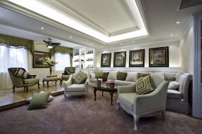 欧式客厅装潢设计效果图 欧式客厅吸顶灯 