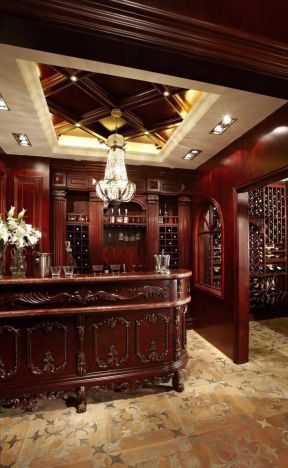 美式古典风格装修 酒窖酒柜设计图片 