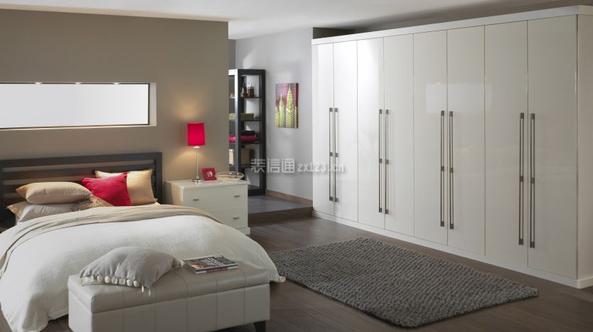 2023现代卧室白色板式衣柜设计效果图片