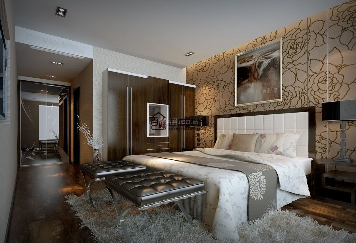 华联300平米现代简约复式卧室装修案例
