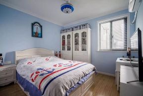 地中海家居卧室蓝色墙面装修图片