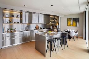 公寓式住宅不锈钢厨房橱柜设计图片