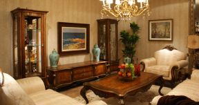 美式古典风格客厅 客厅小酒柜装修效果图 