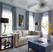 欧式风格小客厅灰色窗帘装修效果图