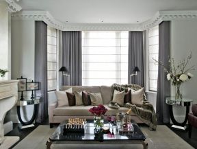  欧式客厅石膏线效果图 欧式客厅家装 小户型欧式客厅装修图 