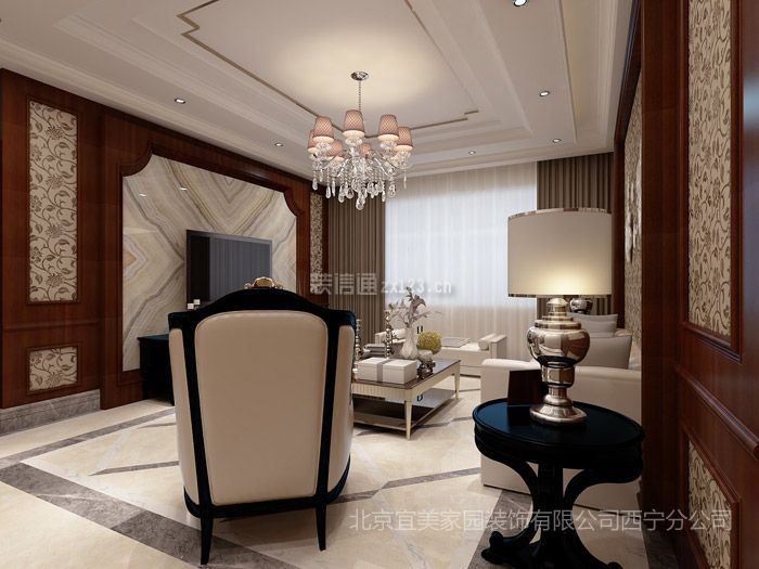 恒昌卢浮宫馆144平米现代风格客厅吊灯装修案例
