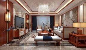 新中式客厅电视背景效果图 2020茶几新中式客厅装修效果图 