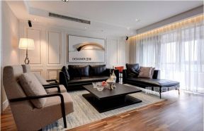 康桥融府200㎡平层现代台式客厅窗帘设计效果图