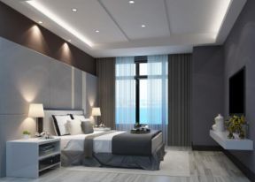 现代简约三居室装修 2020卧室灰色墙面效果图