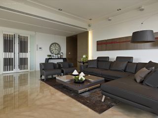 水岸人家110平米一居室现代简约风格装修客厅效果图