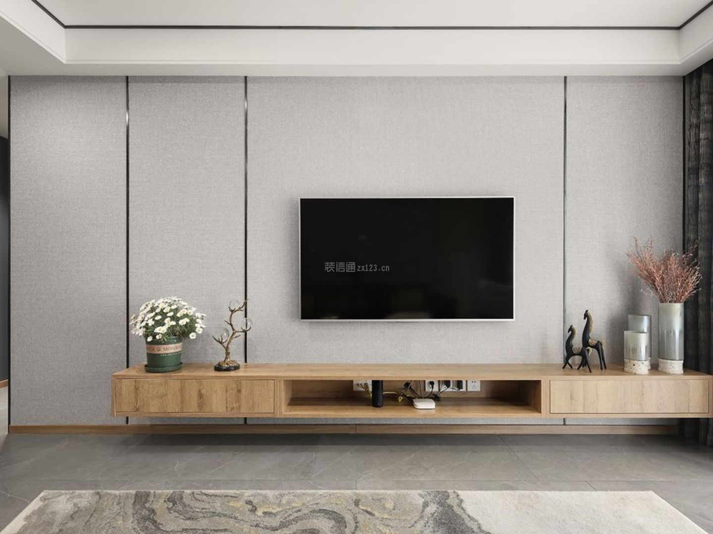 简约风格三居客厅电视墙装修设计效果图