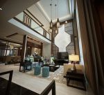 新中式风格别墅挑高客厅整体布置效果图