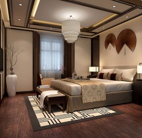 新中式风格别墅卧室吊顶装修效果图-每日推荐
