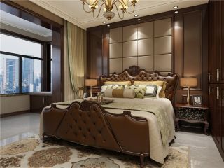 美式风格卧室床头软包墙装修设计效果图