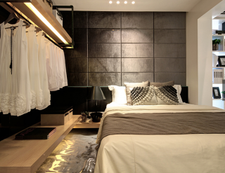 现代风格卧室床头软包墙设计图片