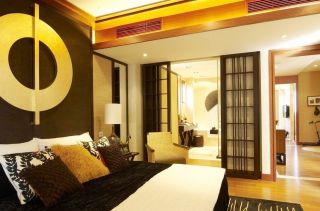 东南亚风格样板房卧室带卫生间效果图