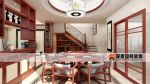 新中式风格别墅餐厅红木餐桌装修效果图