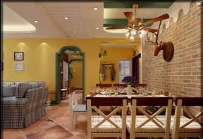 丹麓小镇140平米四居室地中海风格装修餐厅效果图
