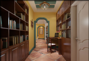 丹麓小镇140平米四居室地中海风格装修书房效果图