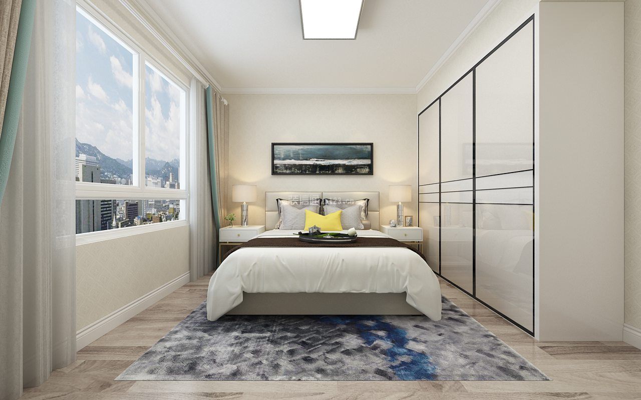 现代风格卧室采光玻璃窗户设计效果图