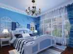 地中海风格卧室蓝色背景墙装修效果图