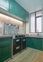 2023清新厨房绿色橱柜设计图片