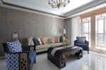 新中式风格客厅沙发背景墙装饰实景图
