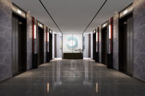 2023新中式酒店电梯口装修效果图