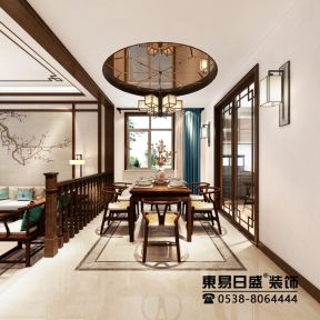 鲁商国际新中式240平别墅餐厅装修案例