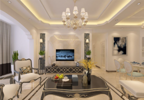 金色佳苑140平米四居室欧式风格装修客厅效果图