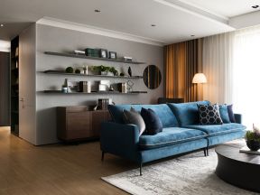 2023简约现代客厅蓝色双人沙发设计图片