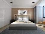 简约现代风格卧室床头木质背景墙装修效果图