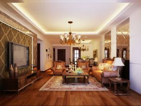 美式风格客厅镜面沙发墙设计效果图