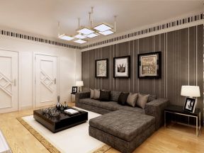2020客厅条纹墙纸效果图 客厅现代沙发