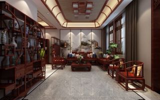 2023传统中式客厅沙发背景墙装修效果图