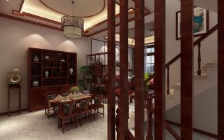 中式风格别墅餐厅红木餐边柜设计效果图